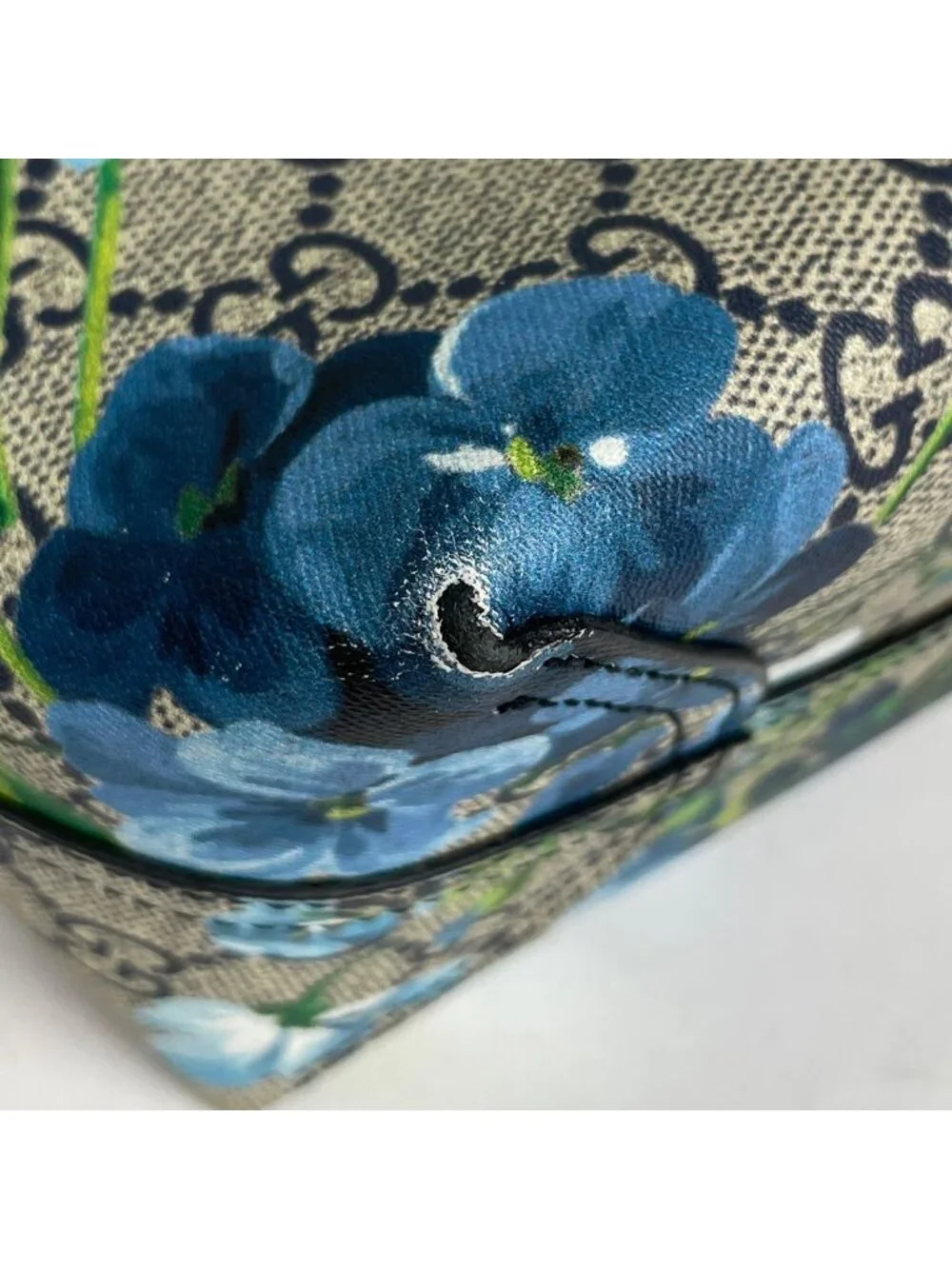 Gucci Tote GG Blue Muss Reversible Floral Pattern Supreme Beige